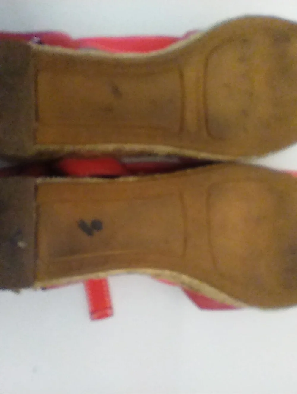 Vintage Lands' End red open-toe espadrille wedge sandals. Size 8